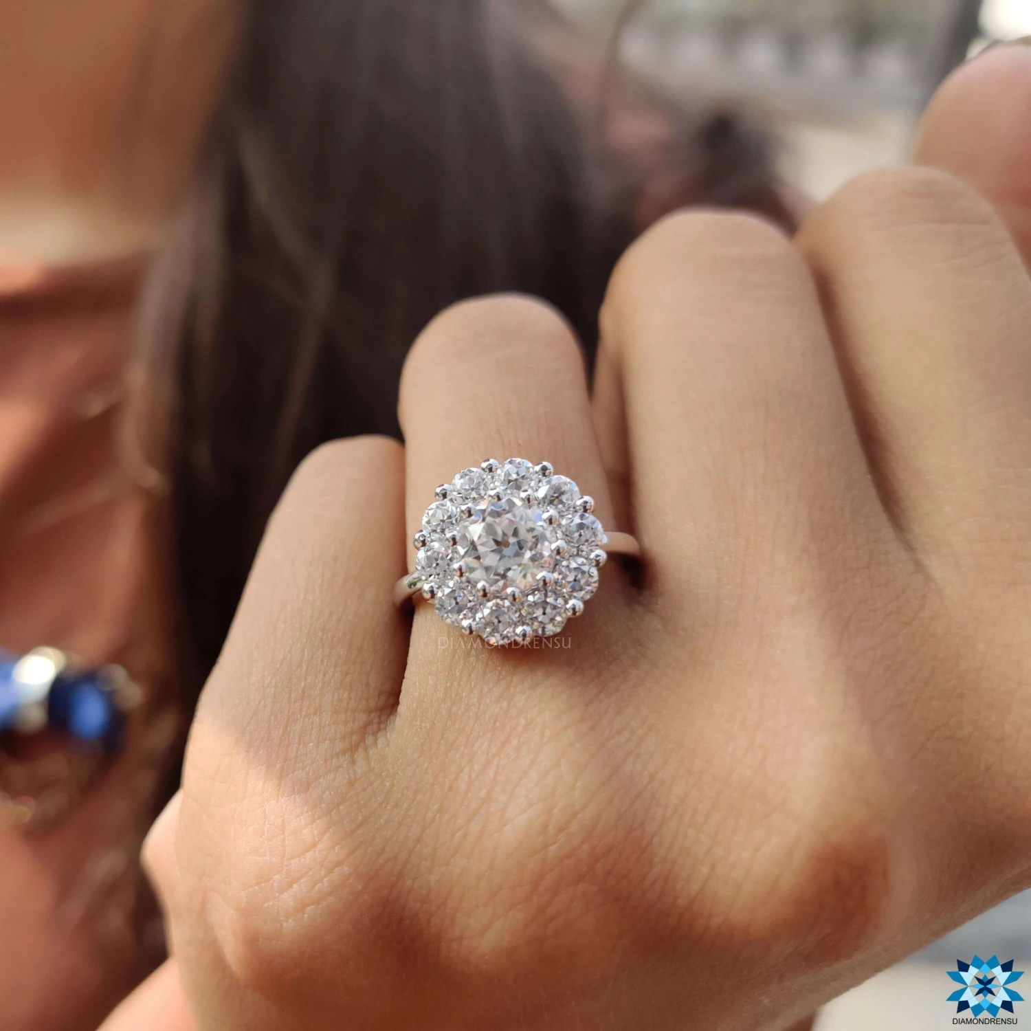 1.12 CT Round OEC Moissanite Endearing Love Grande Halo Engagement Ring - Image 7