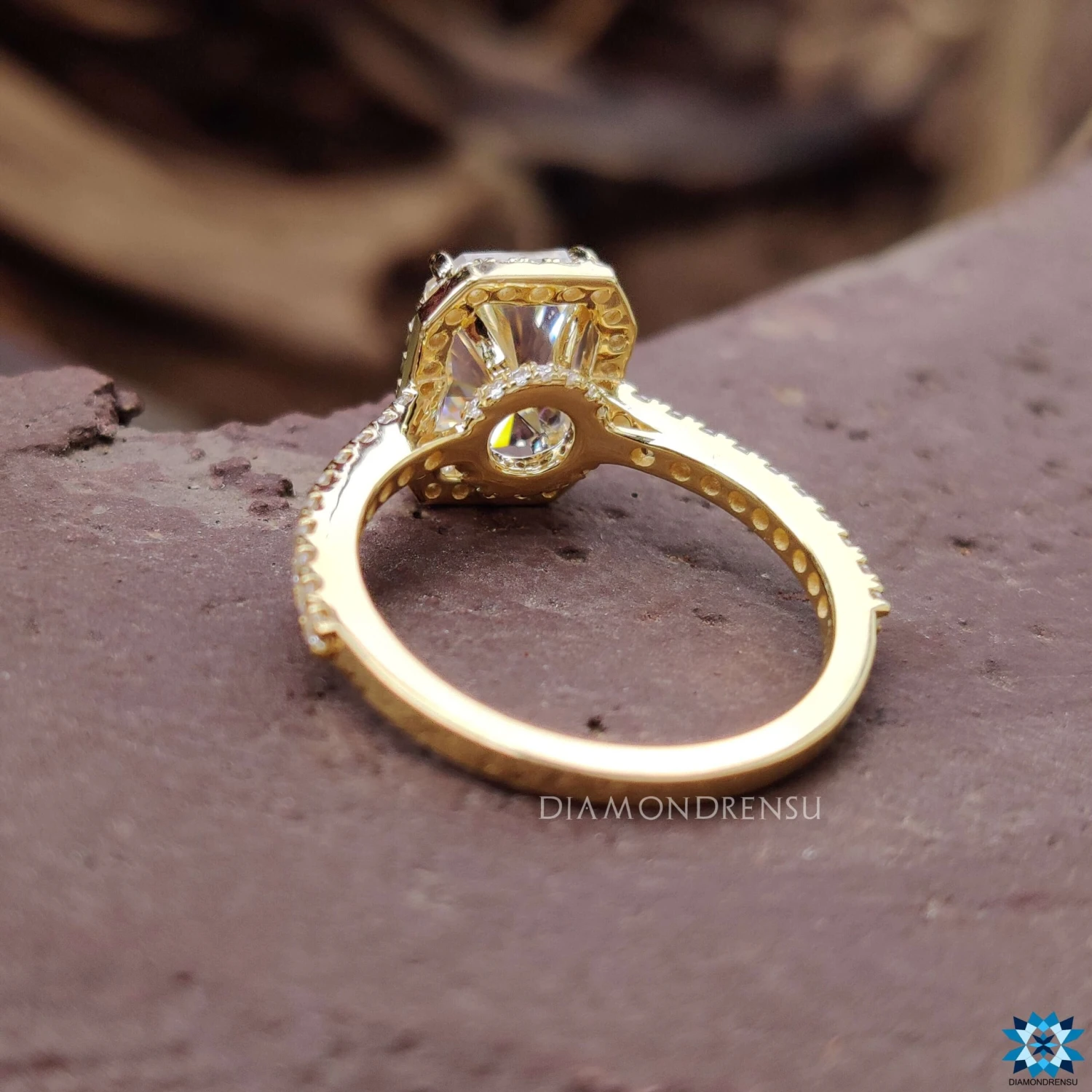 1.82 CT Radiant Petite Pave Halo And Hidden Halo Moissanite Engagement Ring - Image 7