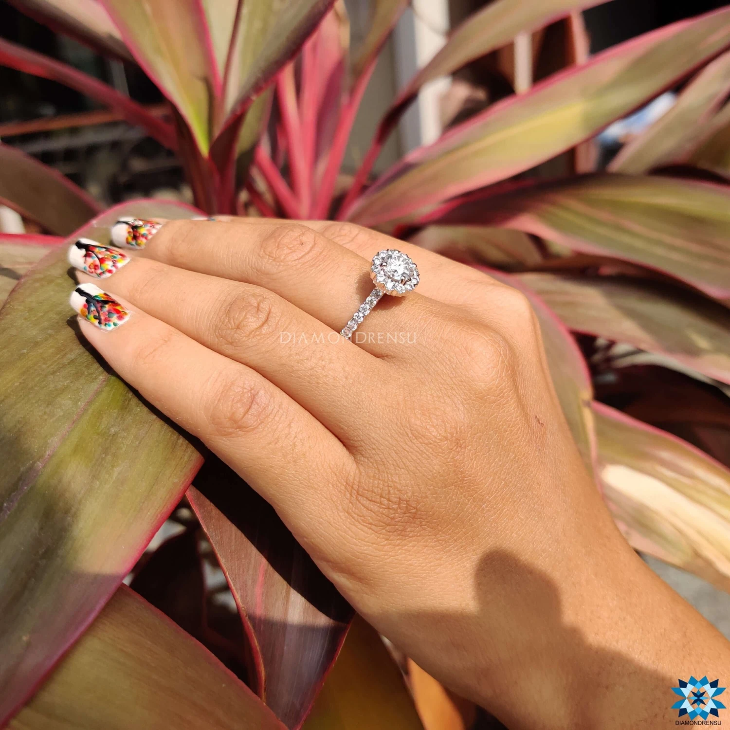 Endearing Love Grande Halo Cathedral Pave Moissanite Engagement Ring - Image 9