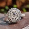 1.84 CT Round Old European Cut Moissanite Halo Engagement Ring