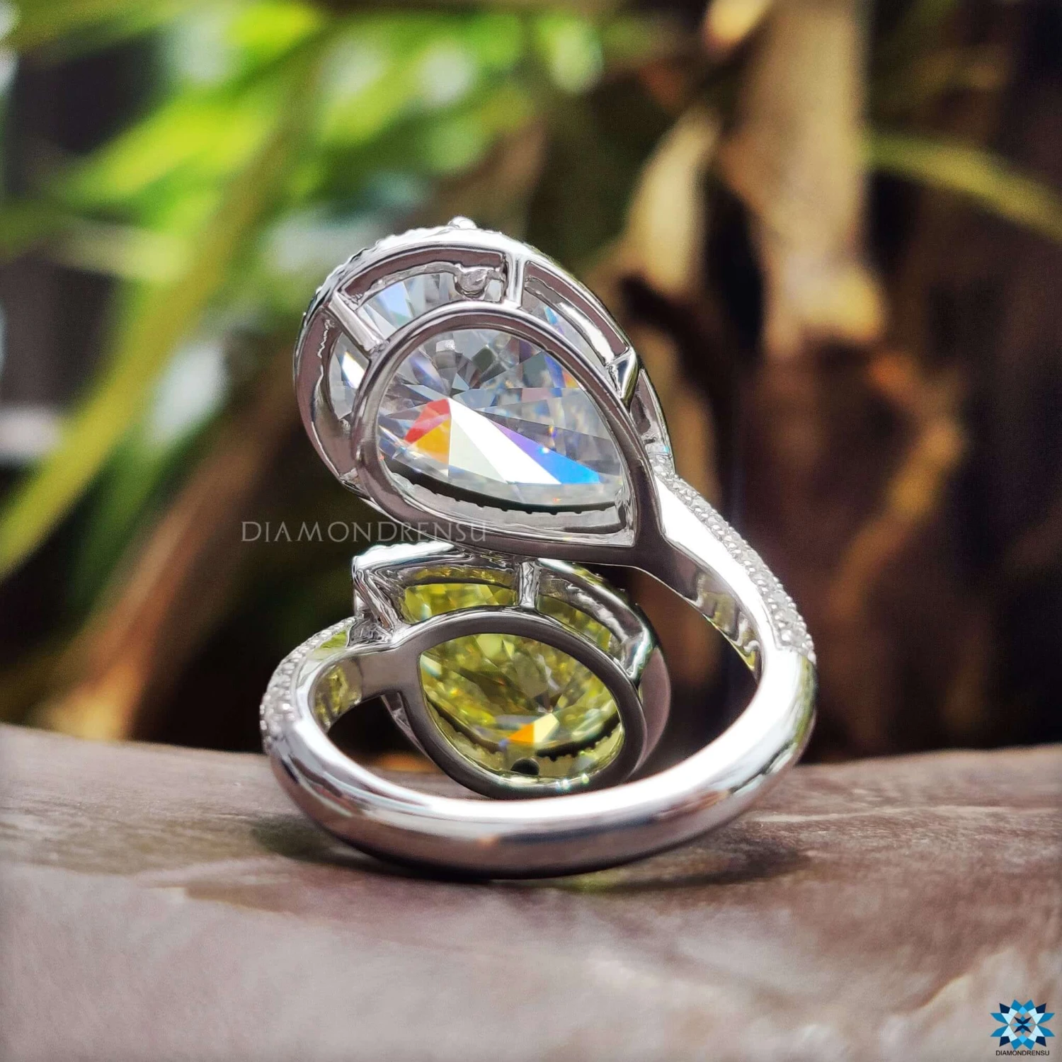 Toi Et Moi Ring, 11.31 TW Pear Cut Unique Moissanite Engagement Ring - Image 5