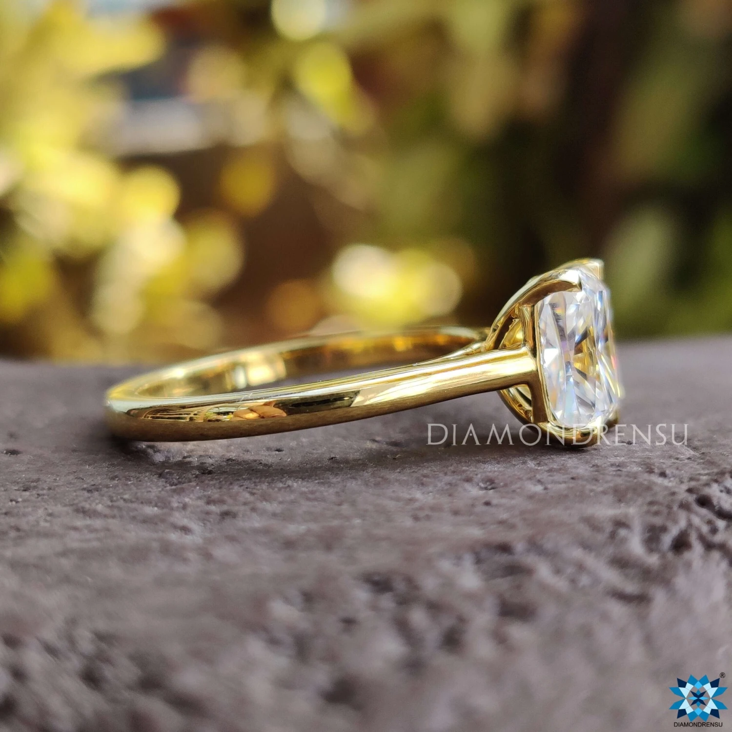 1.25 CT Cushion Cut Amazing Cathedral Set Moissanite Engagement Ring - Image 3