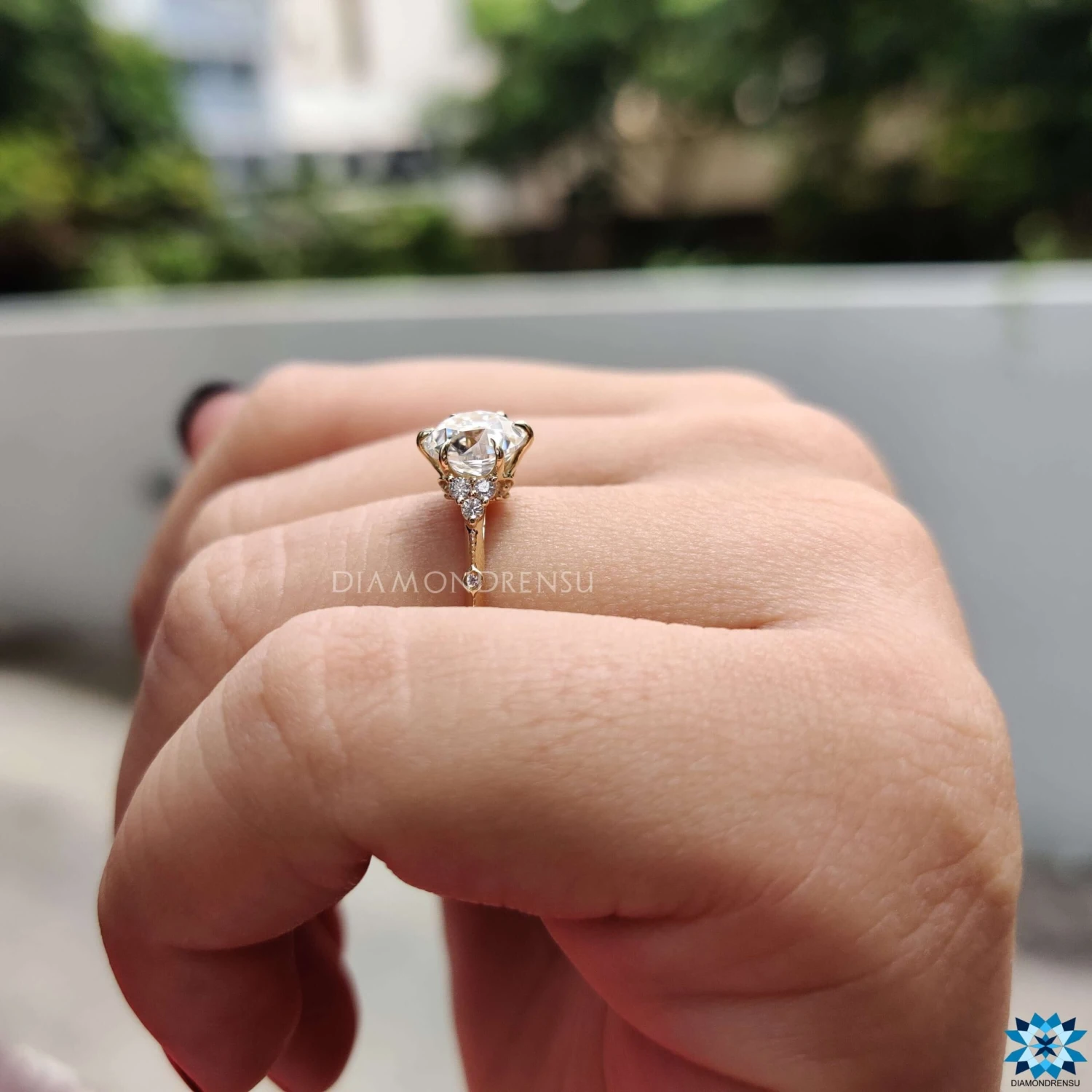 1.53 TCW Round Old European Cut Vintage Style Moissanite Engagement Ring - Image 7