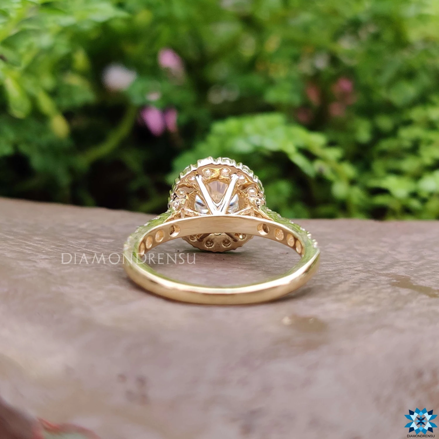 2.23 TCW Round Brilliant Cut Halo Pave Colorless Moissanite Engagement Ring - Image 5