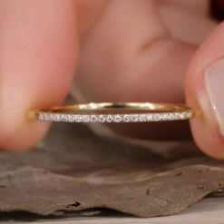 Minimalist Round Lab Grown Diamond Wedding Band, Half Eternity Band