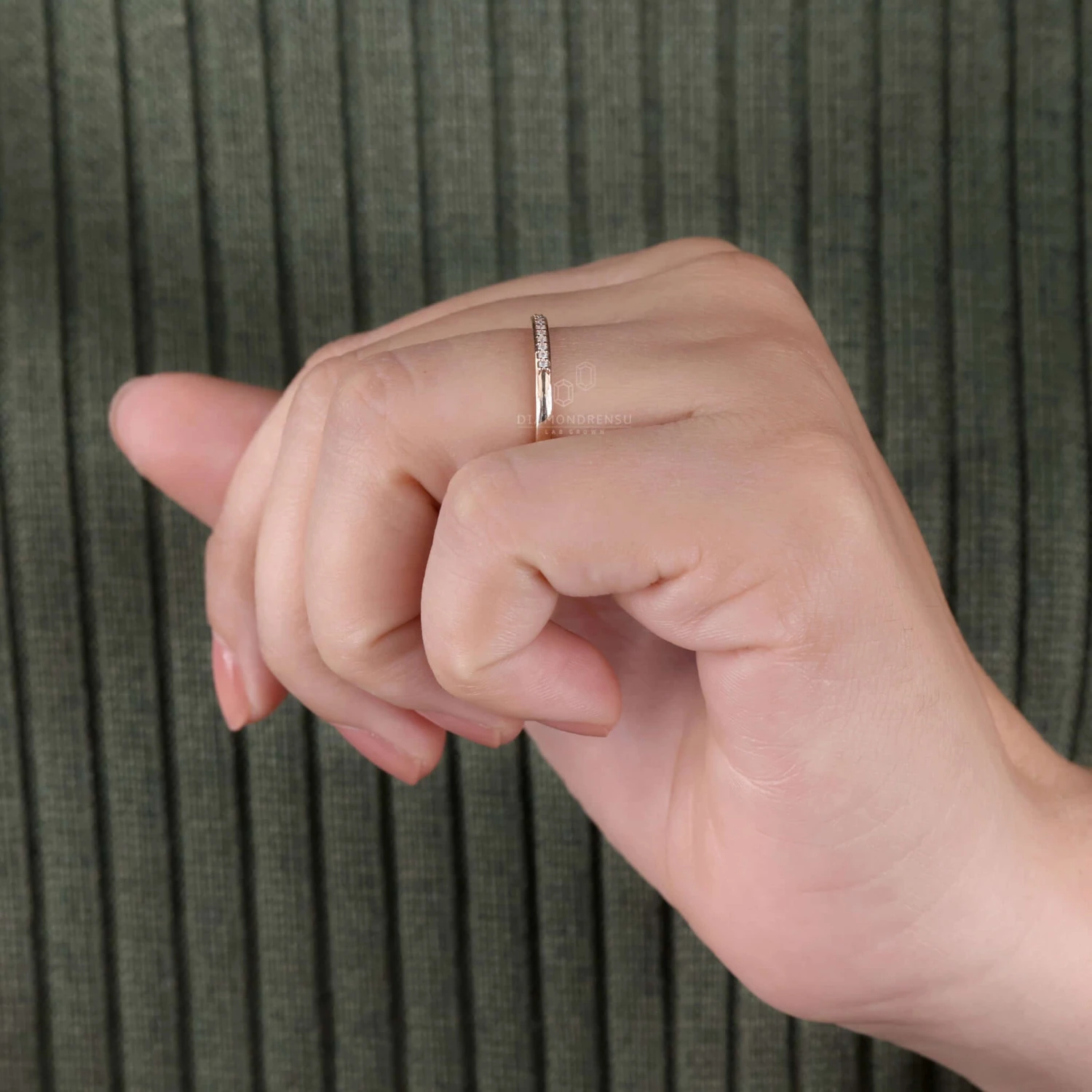 1.0 MM Round Lab Grown Diamond Eternity Wedding Band, Stackable Ring - Image 8