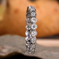 Round Lab Created Diamond Eternity Band, 2.0 MM Round Bezel Set Wedding Band