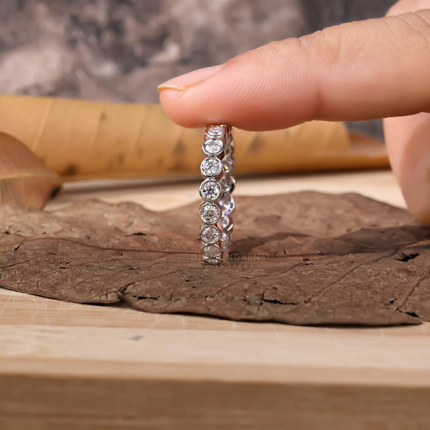 Diamond Eternity Band, 2.50 MM Round Brilliant Cut Lab Created Diamond Wedding Band, Bezel Set Band - Image 5