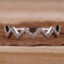 Round Diamond Zig Zag Band, Lab Grown Diamond Wedding Band