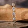 Vintage Style Matching Wedding Ring, 0.75 TW Round Brilliant Cut Milgrain Bezel Set Lab Created Diamond Eternity Band