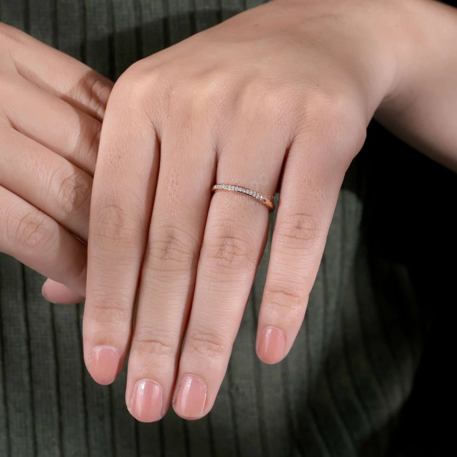 1.0 MM Round Lab Grown Diamond Eternity Wedding Band, Stackable Ring - Image 4