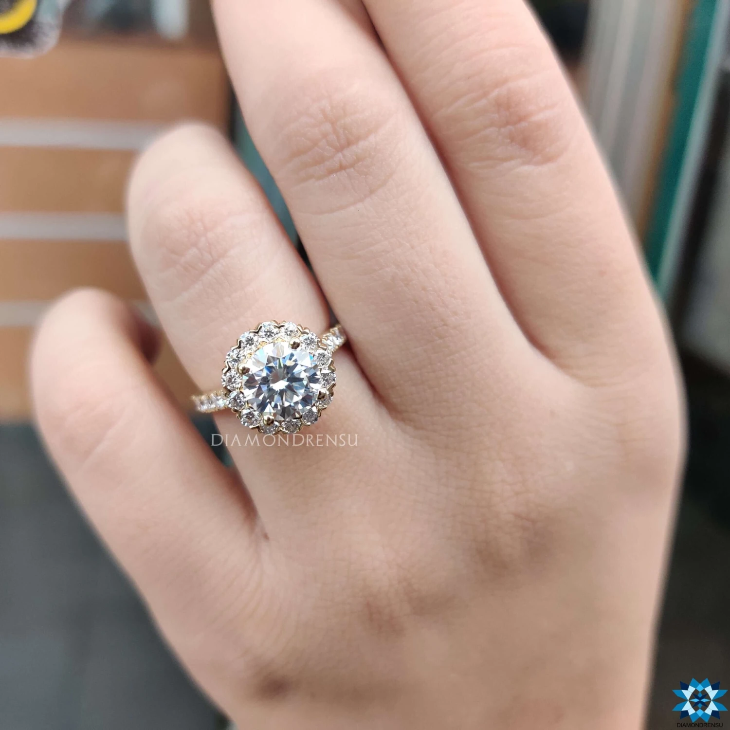 2.23 TCW Round Brilliant Cut Halo Pave Colorless Moissanite Engagement Ring - Image 2