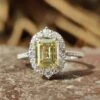 2.81 TW Canary Yellow Emerald Cut Vintage Moissanite Engagement Ring