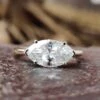 2.18 TCW Marquise Cut East To West Two-Tone Moissanite Wedding Ring