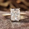 2.39 TW Radiant Cut Hidden Halo Unique Moissanite Engagement Ring