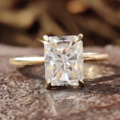 2.39 TW Radiant Cut Hidden Halo Unique Moissanite Engagement Ring