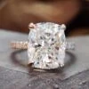 Cushion Cut Moissanite Engagement Ring, 6.13 TW Hidden Halo Pave Set Moissanite Ring
