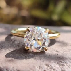 2.56 CT Round Old European Cut Moissanite Solitaire Engagement Ring