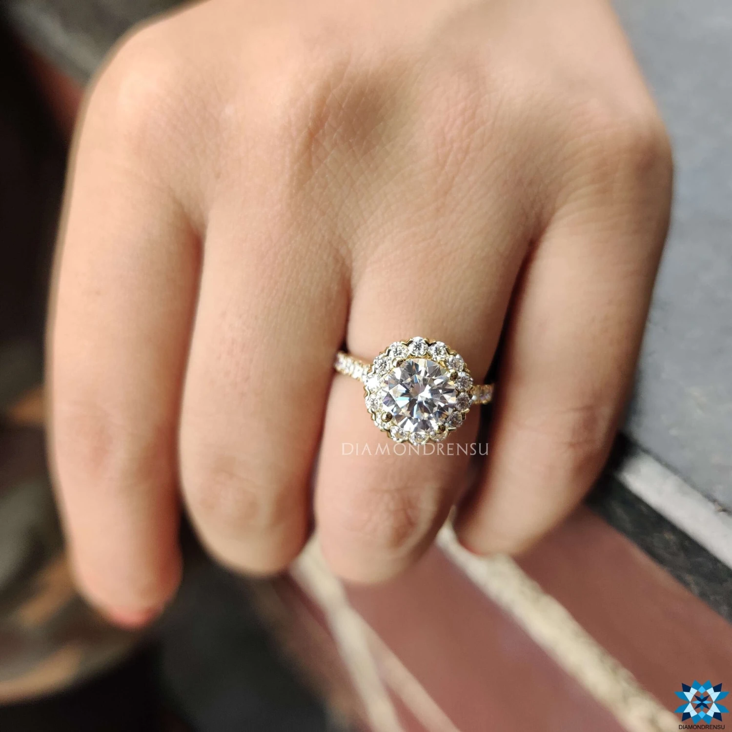 2.23 TCW Round Brilliant Cut Halo Pave Colorless Moissanite Engagement Ring - Image 7
