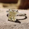 2.38 CT Radiant Brilliant Cut Light Yellow Moissanite Solitaire Ring