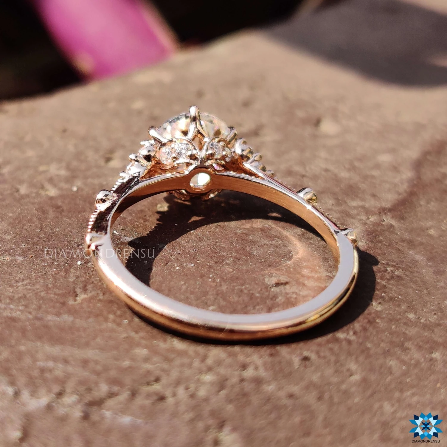 1.53 TCW Round Old European Cut Vintage Style Moissanite Engagement Ring - Image 5