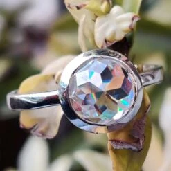 Beautiful Bezel Set 2.29 CT Round Rose Cut Solitaire Moissanite Engagement Ring