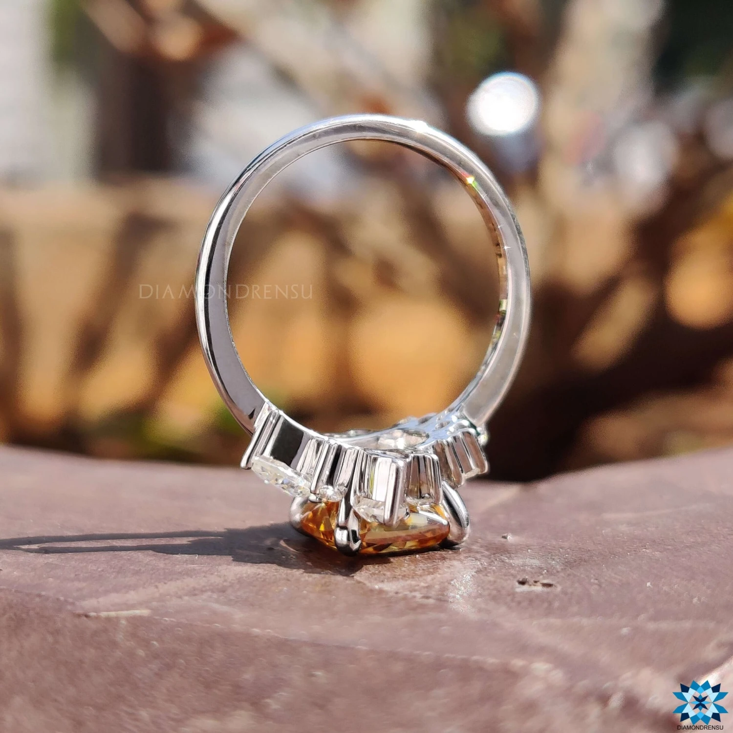 Vintage Style Engagement Ring, 2.3 TW Orange Cushion Rensu Cut Anniversary Gift Ring - Image 5