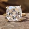 Unique 7.40 TCW Cushion Rensu Cut Hidden Halo Moissanite Engagement Ring