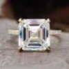 Embellished Gallery Pave 3.32 CT Asscher Moissanite Engagement Ring
