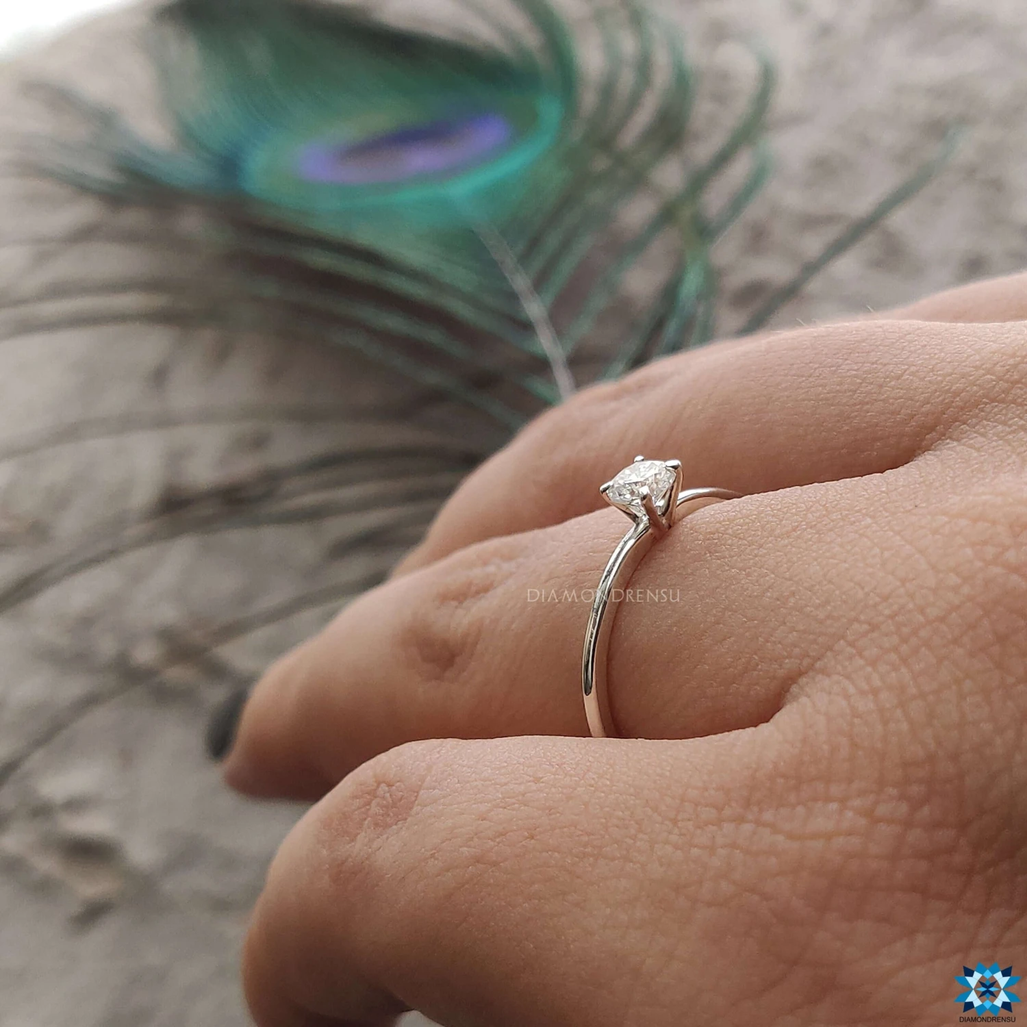 Dainty Delicate 0.24 CT Round Moissanite Solitaire Engagement Ring - Image 6