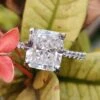 3.98 TCW Colorless Radiant Cut Trellis Pave Moissanite Engagement Ring