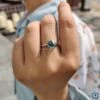 2.09 CT Cyan Blue Portuguese Cut Solitaire Moissanite Engagement Ring