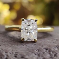 1.25 CT Cushion Cut Amazing Cathedral Set Moissanite Engagement Ring