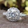 Round Cut Moissanite Diamond Infinity Pave Halo Engagement Ring