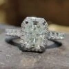 2.83 TCW Radiant Cut Hidden Halo Pave Moissanite Engagement Ring