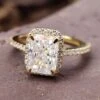 1.82 CT Radiant Petite Pave Halo And Hidden Halo Moissanite Engagement Ring