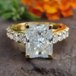 4.57 TCW Radiant Brilliant Cut Classic Moissanite Engagement Ring