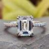 2.82 TW Emerald Cut Double Claw Prong Hidden Halo Moissanite Engagement Ring