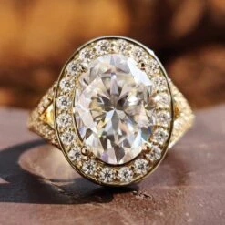 Beautiful Split Shank Halo Engagement Ring, 3.29 CT Oval Engagement Ring, Handmade Ring