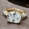 Antique Vintage Style Engagement Ring, 2.75 CT Cushion Cut East To West Moissanite Ring, Anniversary Gift Ring