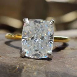 4.43 CT Elongated Cushion Cut Moissanite Solitaire Ring