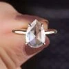 2.04 CT Pear Rose Cut Moissanite Solitaire Engagement Ring, Handcrafted Vintage Cut Ring