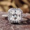 3.20 TW Radiant Cut Cathedral Set Affordable Moissanite Halo Engagement Ring