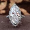6.60 TW Colorless Marquise Cut Halo, Pave Setting Moissanite Engagement Ring