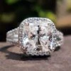 4.00 CT Cushion Cut Amazing Split Shank Halo Moissanite Engagement Ring
