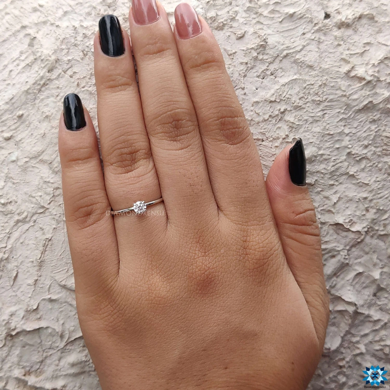 Dainty Delicate 0.24 CT Round Moissanite Solitaire Engagement Ring - Image 2