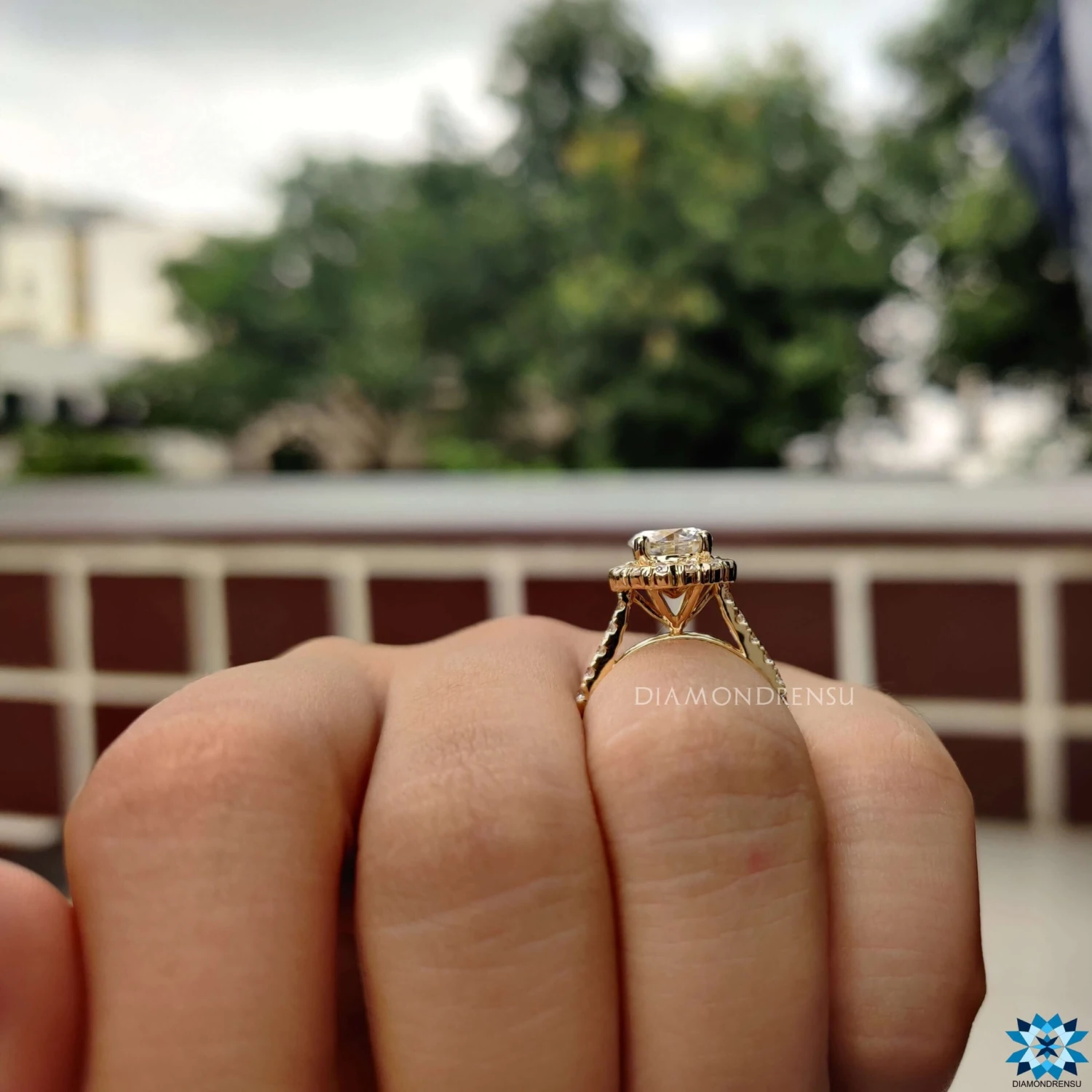 2.23 TCW Round Brilliant Cut Halo Pave Colorless Moissanite Engagement Ring - Image 8