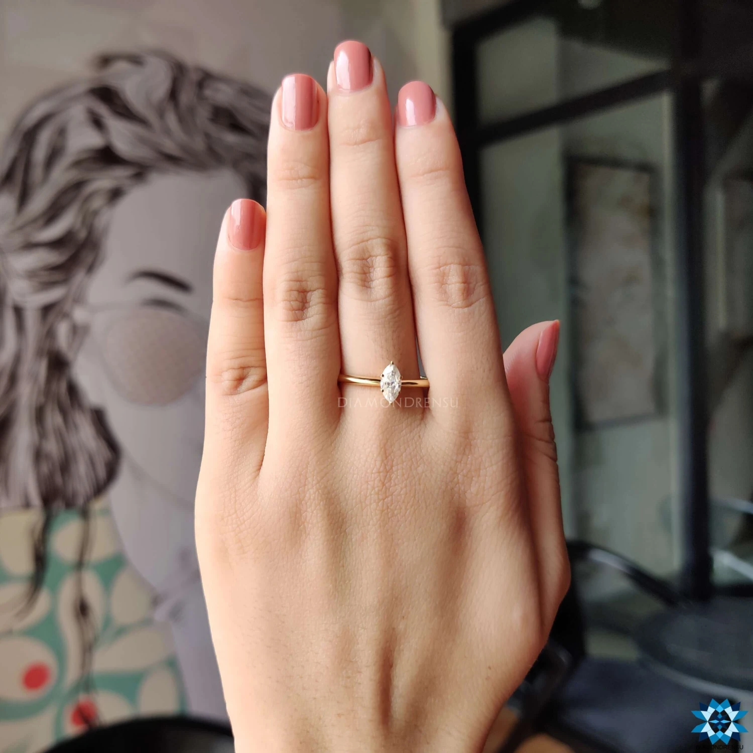 Classic Comfort Fit 0.56 CT Marquise Moissanite Engagement Ring - Image 6