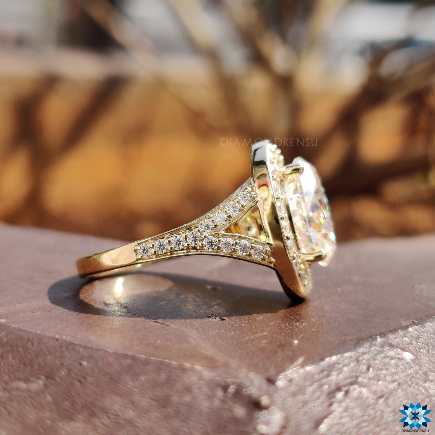 Beautiful Split Shank Halo Engagement Ring, 3.29 CT Oval Engagement Ring, Handmade Ring - Image 2