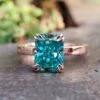 2.10 CT Radiant Cyan Blue Classic Moissanite Wedding Ring